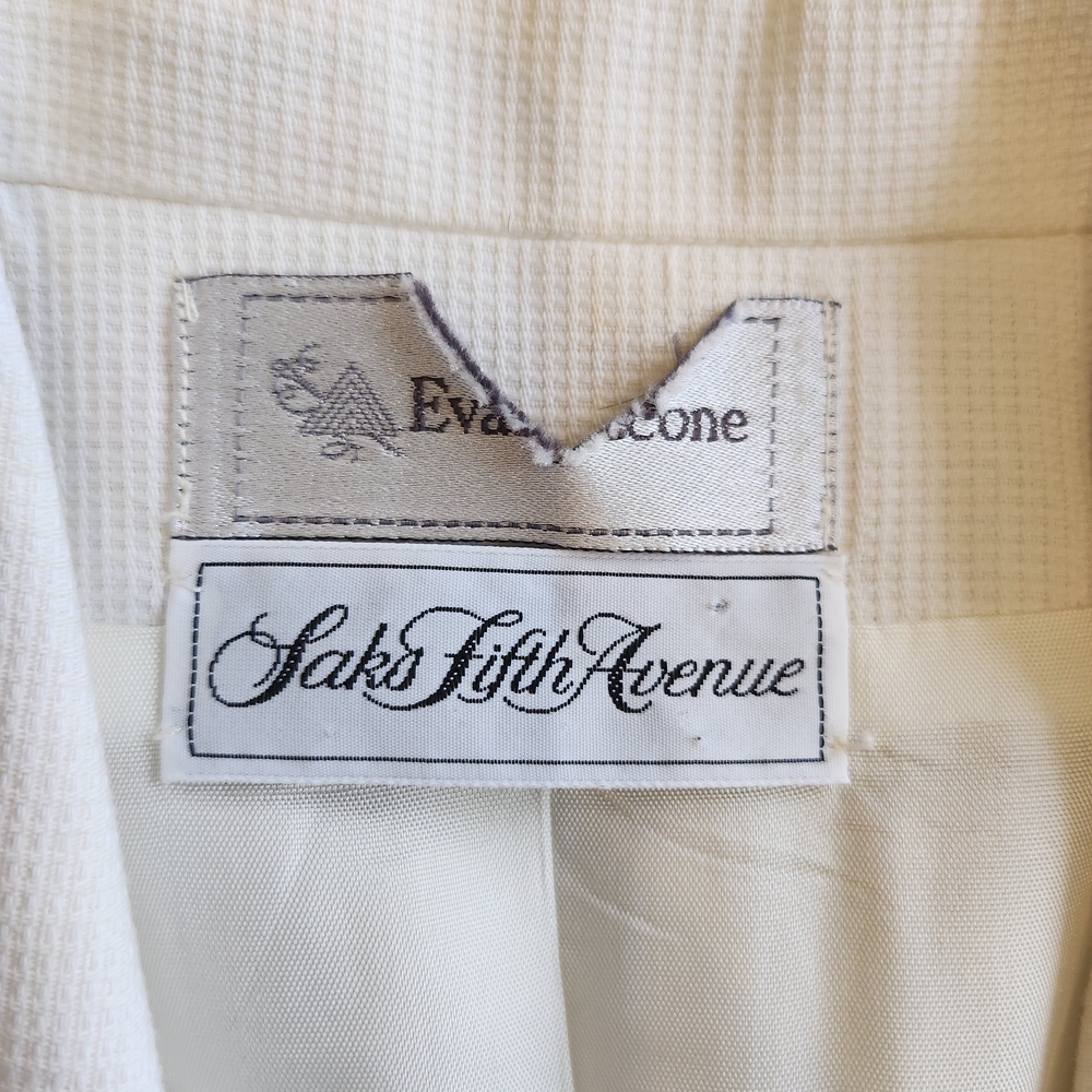 Vintage Evan Picone Saks Fifth Avenue White Formal Blazer Shell Button Accents - Picture 8 of 9